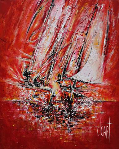 Bateaux ou couple, tableau abstrait de Philippe Cloart