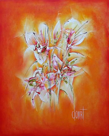 Bouquet d'iris, tableau abstrait de Philippe Cloart