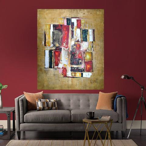 Caramel, tableau de Philippe Cloart, présenté dans un intérieur (mise en situation)