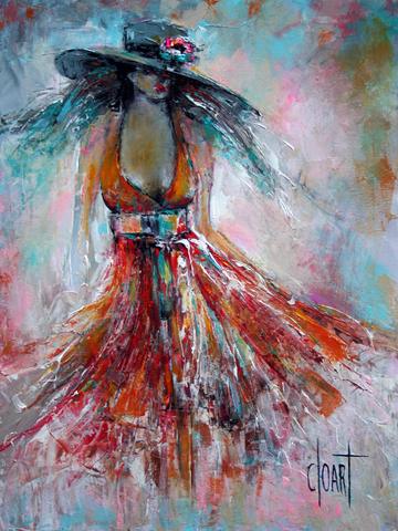 Femme au chapeau, tableau de Philippe Cloart
