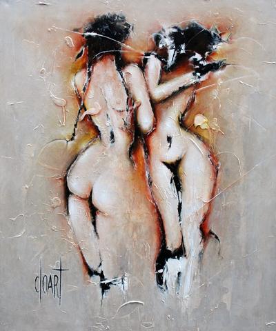 Femme au miroir (ivoire), tableau de Philippe Cloart