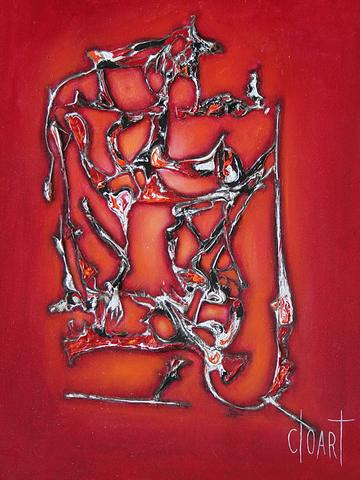 Joueur de contrebasse, tableau abstrait de Philippe Cloart