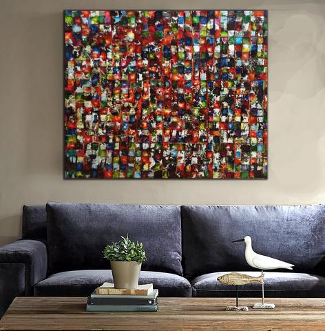 Multicolor, tableau de Philippe Cloart, présenté dans un intérieur (mise en situation)