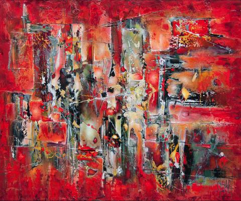Philosophie red, tableau abstrait de Philippe Cloart