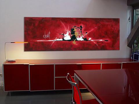 Symphonick, tableau de Philippe Cloart, présenté dans un intérieur (mise en situation)